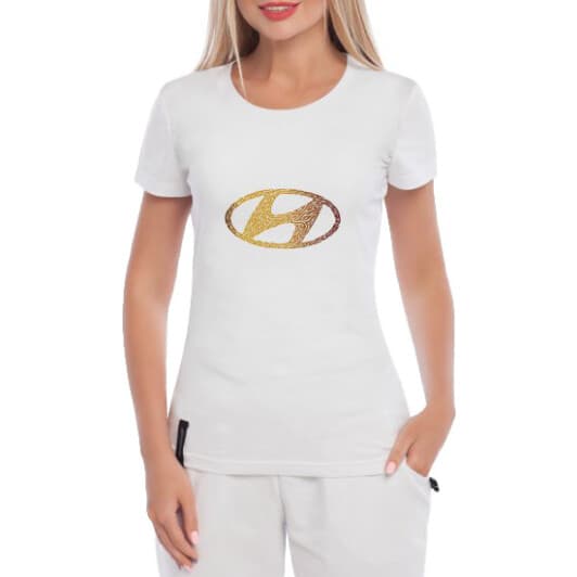 Футболка женская Globuspioner классическая Hyundai Tribal Logo белая принт спереди