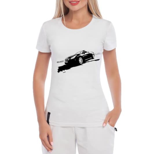 Футболка жіноча Globuspioner класична Infiniti G37 біла принт спереду