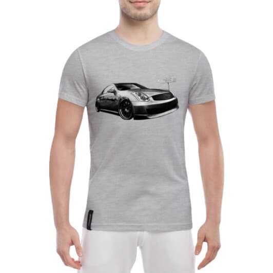 Футболка чоловіча Globuspioner класична Infiniti G35 сіра принт спереду