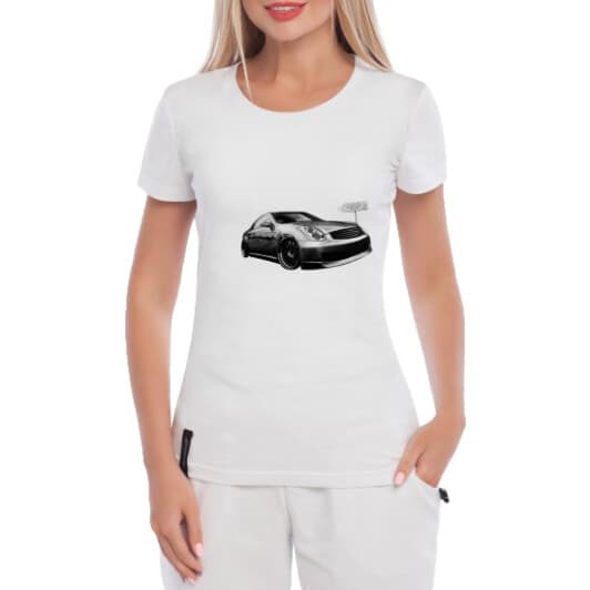 Футболка женская Globuspioner классическая Infiniti G35 белая принт спереди