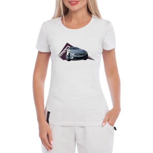 Футболка женская Globuspioner классическая Citroen Hypnos белая принт спереди