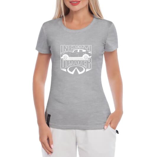Футболка женская Globuspioner классическая Infiniti Driver серая принт спереди