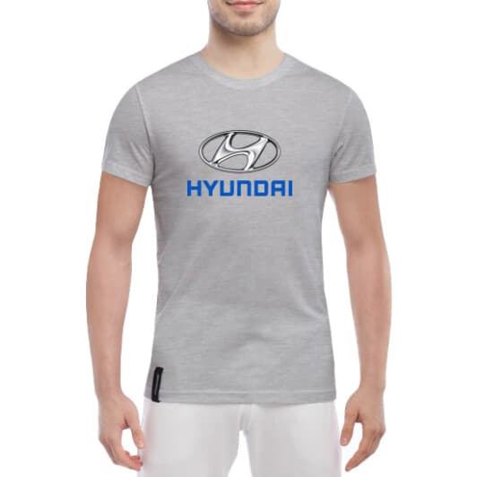 Футболка мужская Globuspioner классическая Hyundai Big Logo Silver серый спереди