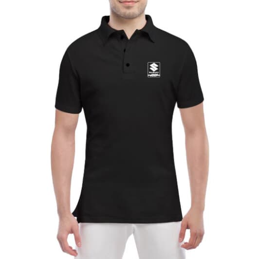 Футболка чоловіча Globuspioner поло Suzuki Logo Vector чорна принт спереду