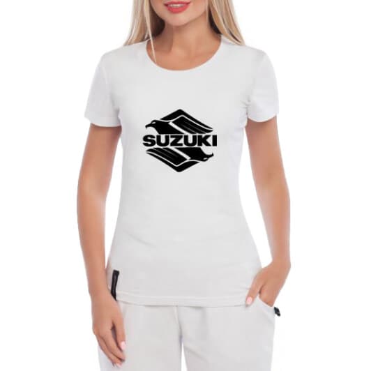 Футболка жіноча Globuspioner класична Suzuki Eagle біла принт спереду