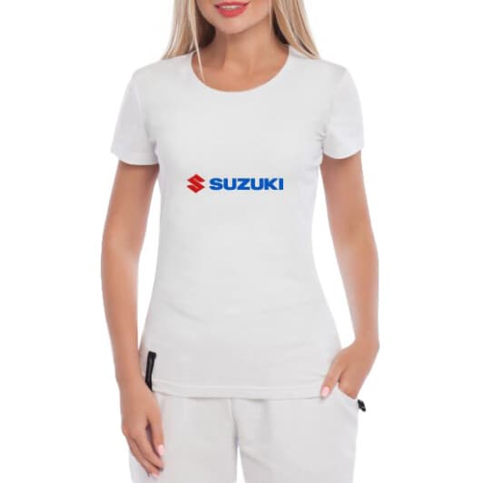 Футболка женская Globuspioner классическая Suzuki Logo белая принт спереди