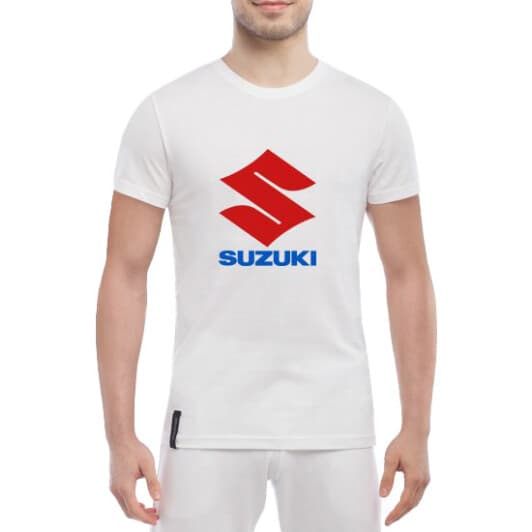Футболка мужская Globuspioner классическая Suzuki Big Logo Red and Blue белый спереди