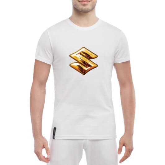 Футболка мужская Globuspioner классическая Suzuki Big Logo Gold белый спереди