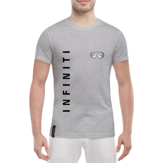 Футболка чоловіча Globuspioner класична Infiniti Logo Vertical сіра принт спереду