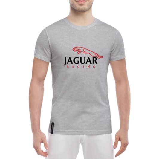 Футболка чоловіча Globuspioner класична Jaguar Racing сіра принт спереду