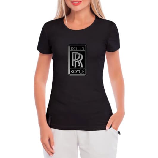 Футболка жіноча Globuspioner класична Rolls-Royce чорна принт спереду