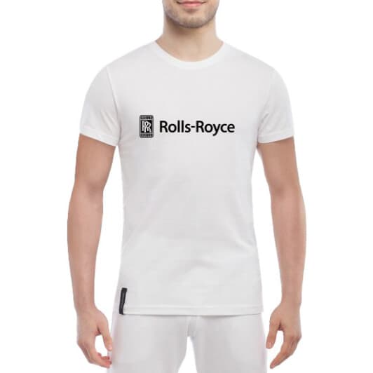 Футболка чоловіча Globuspioner класична Rolls-Royce Logo біла принт спереду