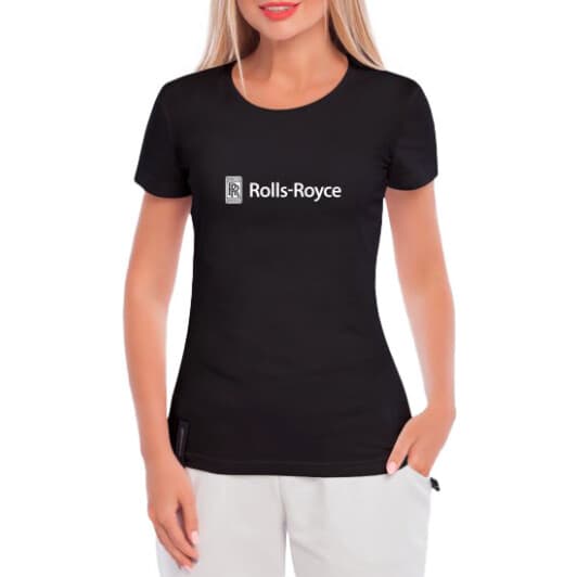 Футболка жіноча Globuspioner класична Rolls-Royce Logo чорна принт спереду