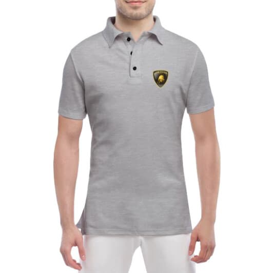Футболка чоловіча Globuspioner поло Lamborghini Logo сіра принт спереду