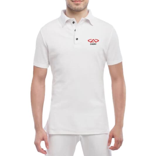Футболка мужская Globuspioner поло Chery Logo Red белый спереди