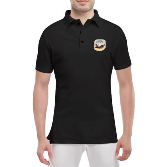 Футболка чоловіча Globuspioner поло UAZ Art чорна принт спереду