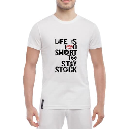 Футболка чоловіча Globuspioner класична Toyota Stay Stock біла принт спереду