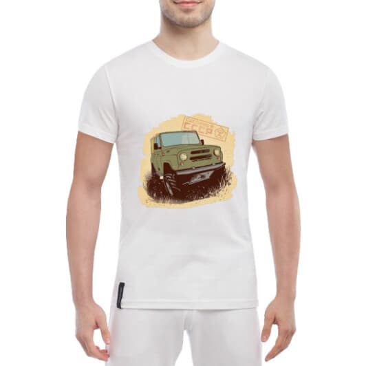 Футболка мужская Globuspioner классическая UAZ Art 4x4 белый спереди