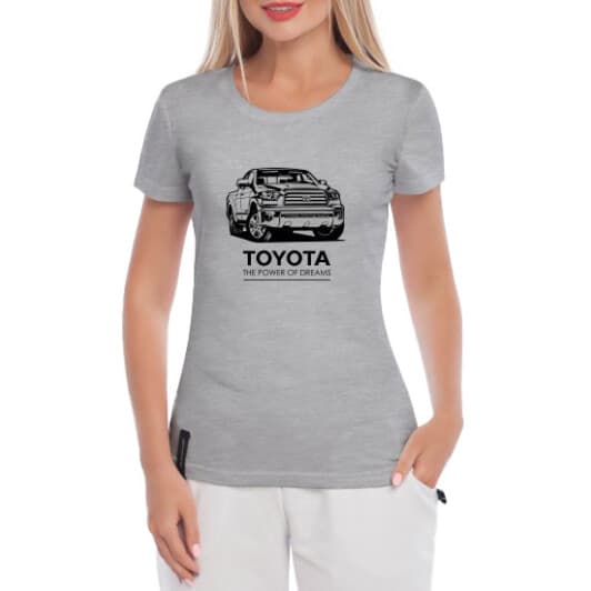 Футболка женская Globuspioner классическая Toyota The Power of Dreams серая принт спереди