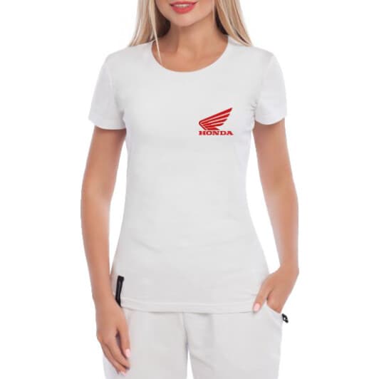 Футболка женская Globuspioner классическая Honda Bike белая принт спереди