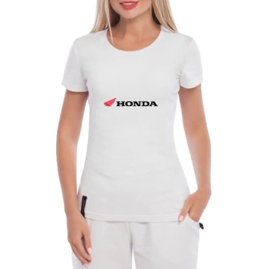 Футболка женская Globuspioner классическая Honda Mini Logo белая принт спереди