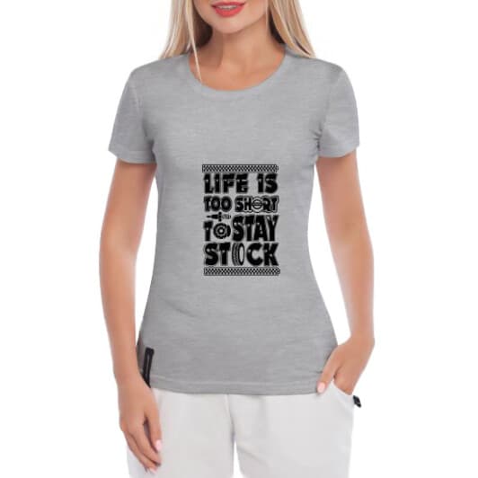 Футболка жіноча Globuspioner класична Nissan To Stay Stock сіра принт спереду