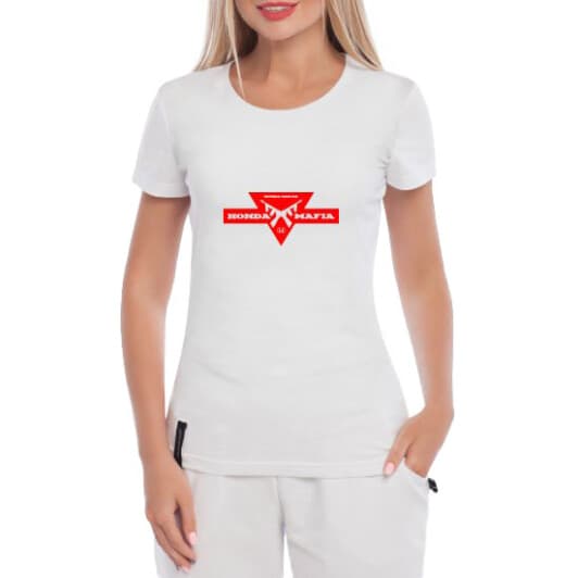 Футболка женская Globuspioner классическая Honda Mafia белая принт спереди