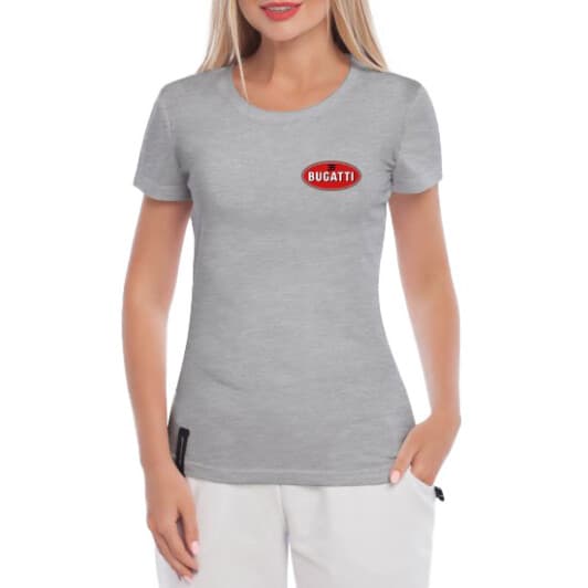 Футболка женская Globuspioner классическая Bugatti Mini Logo серая принт спереди
