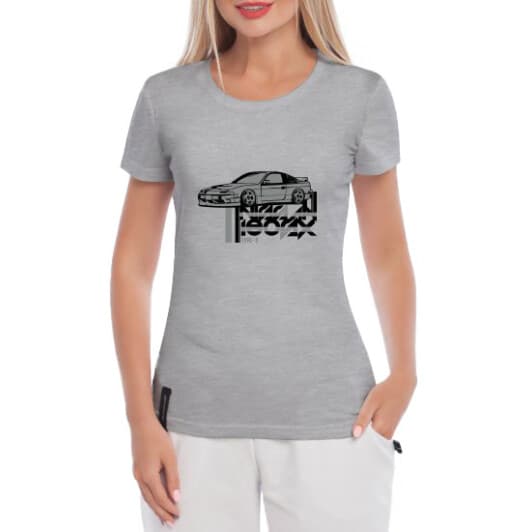 Футболка женская Globuspioner классическая Type-X Nissan серая принт спереди