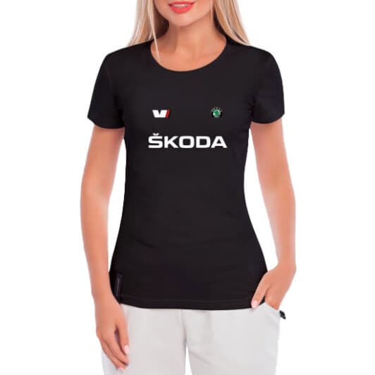 Футболка жіноча Globuspioner класична VIRS Skoda чорна принт спереду