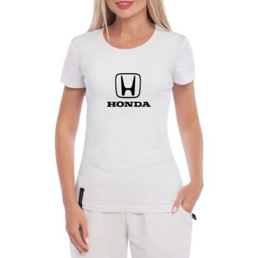 Футболка женская Globuspioner классическая Honda Big Logo Classic белая принт спереди