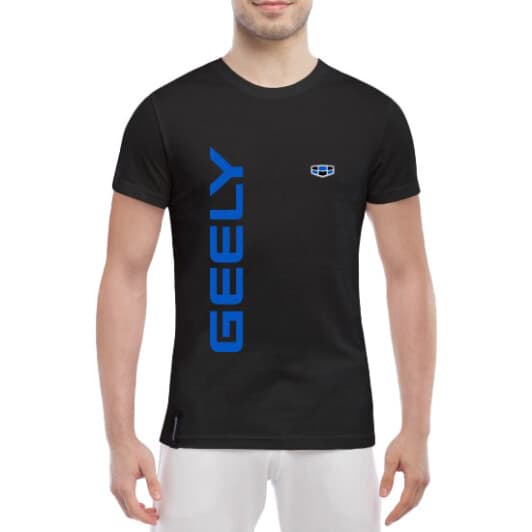 Футболка мужская Globuspioner классическая Geely Logo Vertical черный спереди