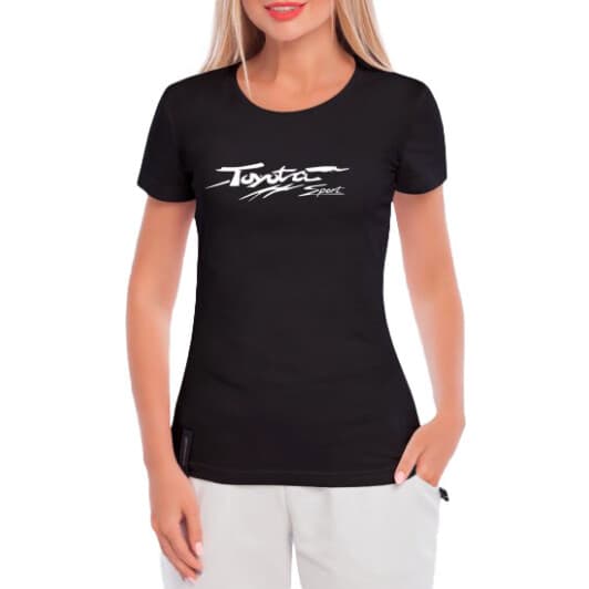 Футболка женская Globuspioner классическая Toyota Sport черная принт спереди