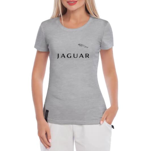 Футболка женская Globuspioner классическая Jaguar Big Logo серая принт спереди
