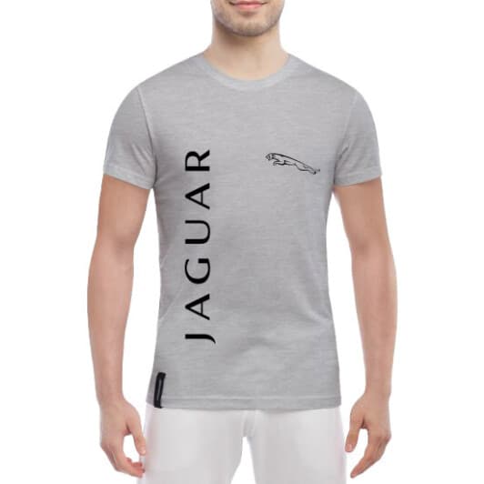 Футболка мужская Globuspioner классическая Jaguar Logo Vertical серый спереди