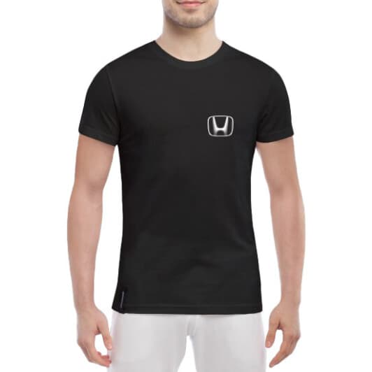Футболка чоловіча Globuspioner класична Honda Mini Logo Silver чорна принт спереду