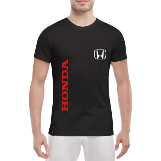 Футболка чоловіча Globuspioner класична Honda Logo Vertical чорна принт спереду
