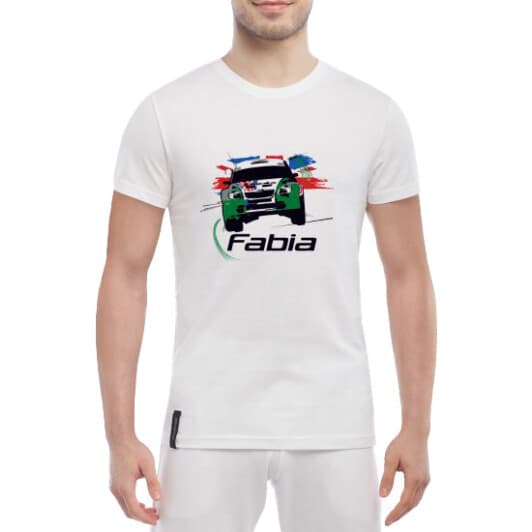 Футболка мужская Globuspioner классическая Skoda Fabia Rally белый спереди