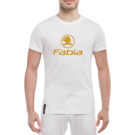 Футболка чоловіча Globuspioner класична Skoda Fabia Logo біла принт спереду