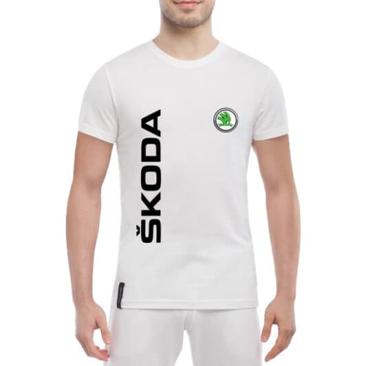 Футболка мужская Globuspioner классическая Skoda Logo Vertical белый спереди