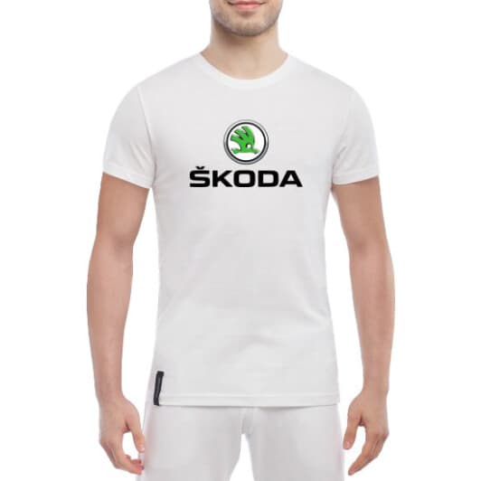 Футболка мужская Globuspioner классическая Skoda Big Logo белый спереди