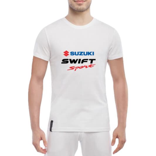 Футболка чоловіча Globuspioner класична Suzuki Swift Sport біла принт спереду