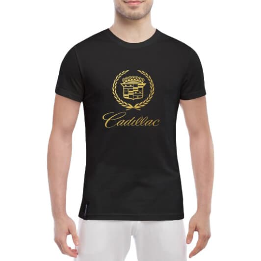 Футболка чоловіча Globuspioner класична Cadillac чорна принт спереду