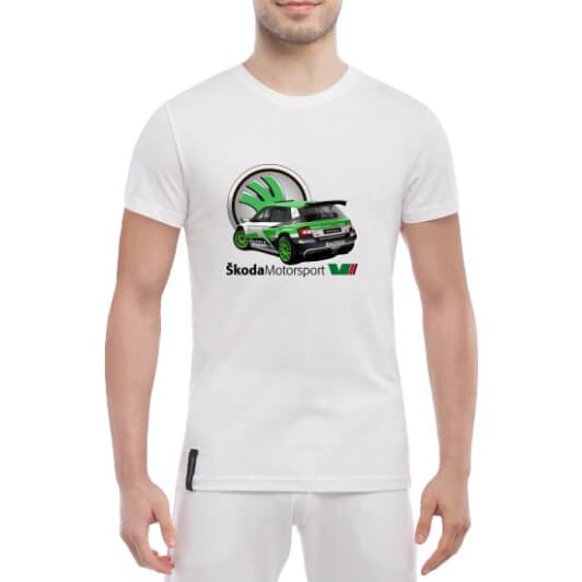 Футболка мужская Globuspioner классическая Skoda Fabia R5 EVO 3 белый спереди