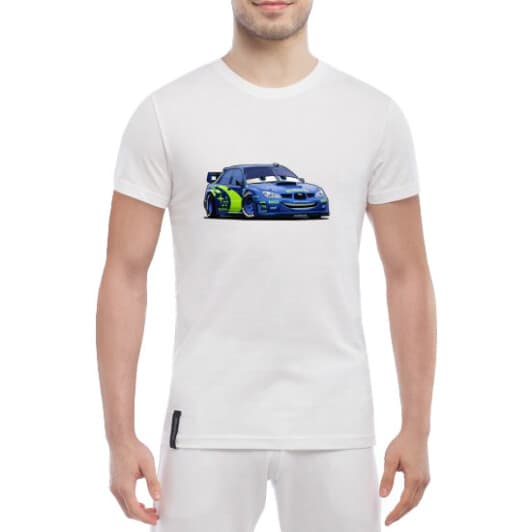 Футболка мужская Globuspioner классическая Subaru Cartoon Car белый спереди