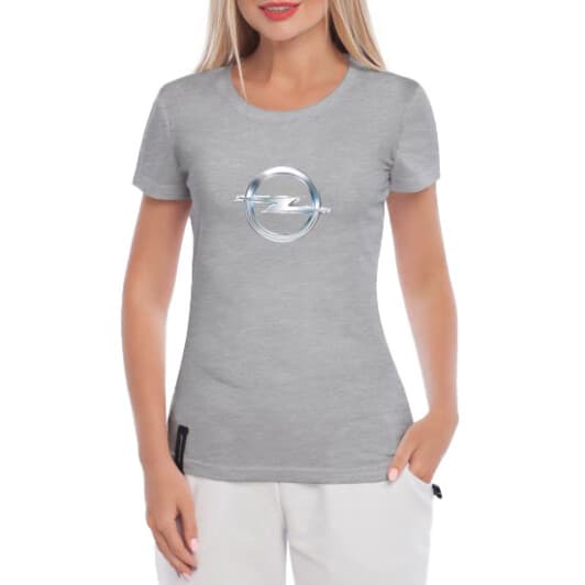 Футболка женская Globuspioner классическая Opel Logo Silver серая принт спереди