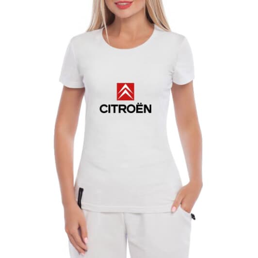 Футболка женская Globuspioner классическая Citroen Big Logo белая принт спереди