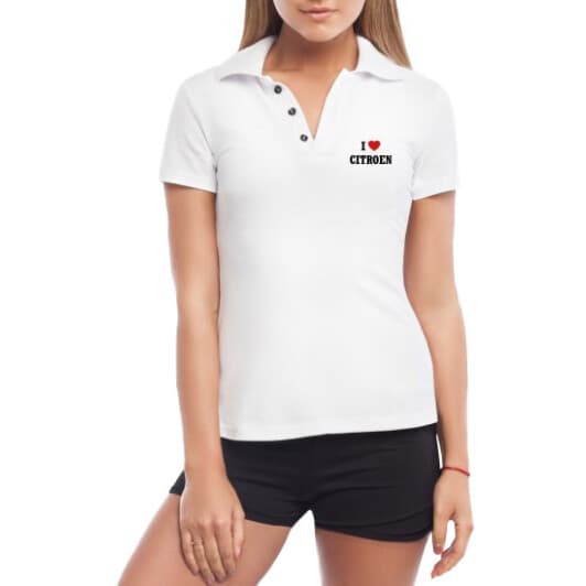Футболка жіноча Globuspioner поло I Love Citroen біла принт спереду