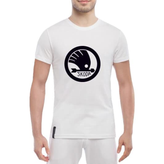 Футболка мужская Globuspioner классическая Skoda Big Logo Arrow белый спереди