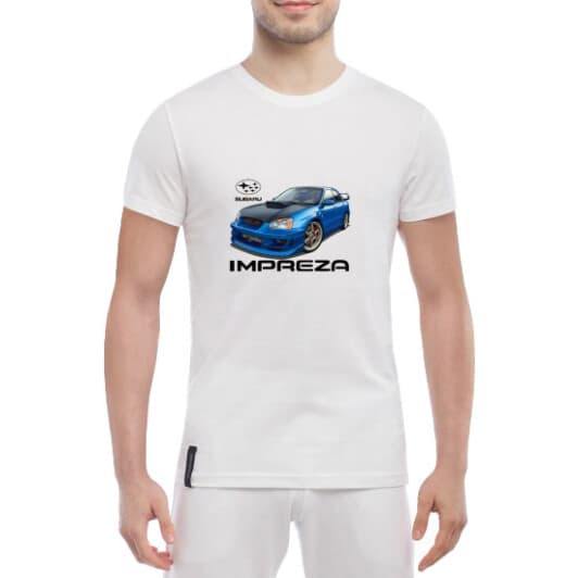 Футболка мужская Globuspioner классическая Subaru Impreza WRX Blue белый спереди